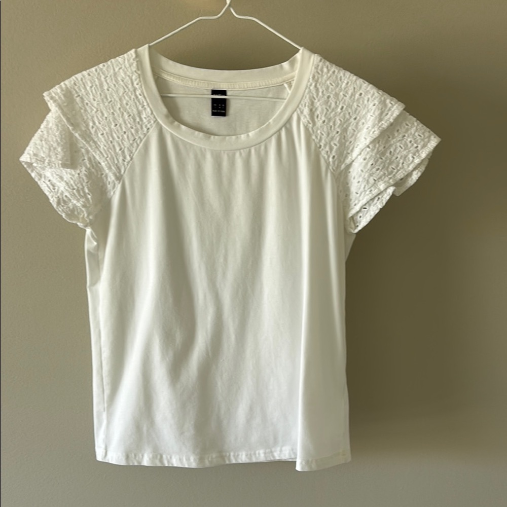 SHEIN White Eyelet T-Shirt